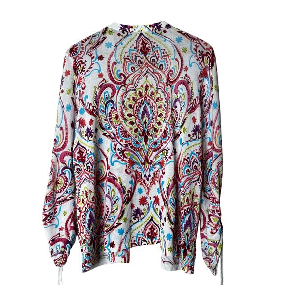 Chicos NWT Cardigan Size 3 XL Paisley Bright Colors Open Front Cotton Nylon - Picture 9 of 9